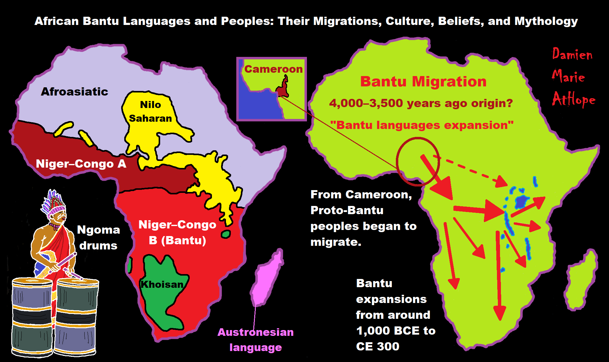 African Bantu Languages and Peoples: Their Migrations, Culture, Beliefs, and Mythology | Damien Marie AtHope