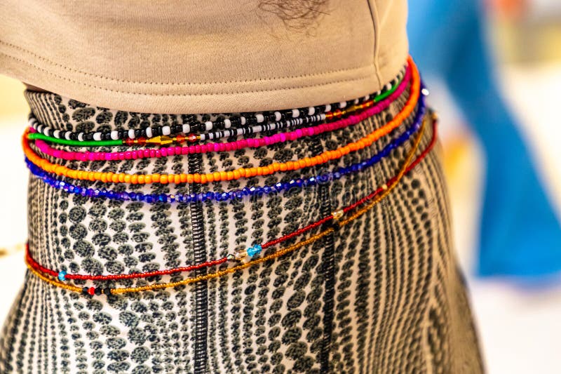 Multicolored Waist Beads in a Young Lady Stock Photo - Image of undergarment, underwear: 286378402